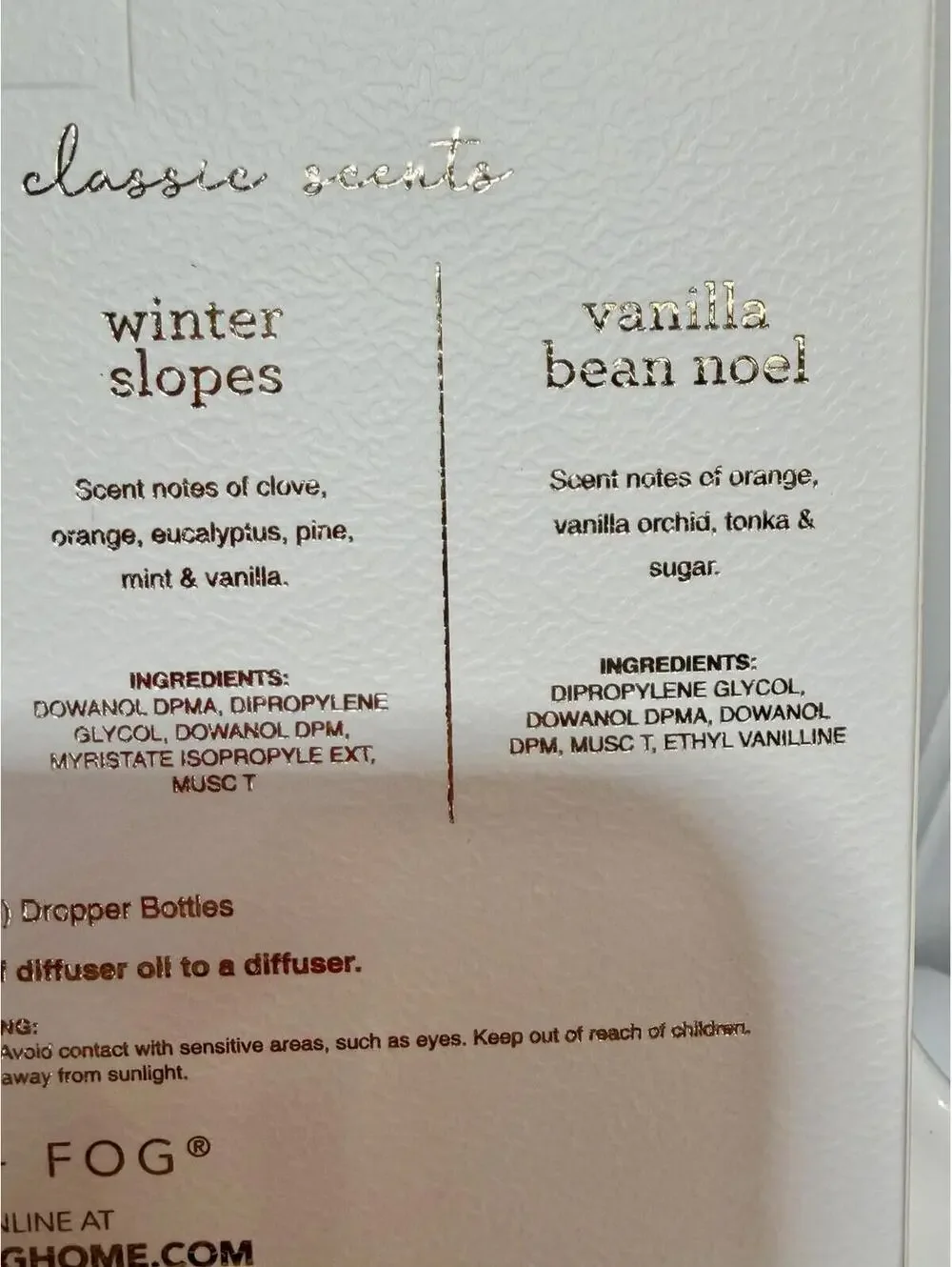 Sand + Fog Fragrance Diffuser Oils Gift Set Winter White Vanilla Bean Noel NEW